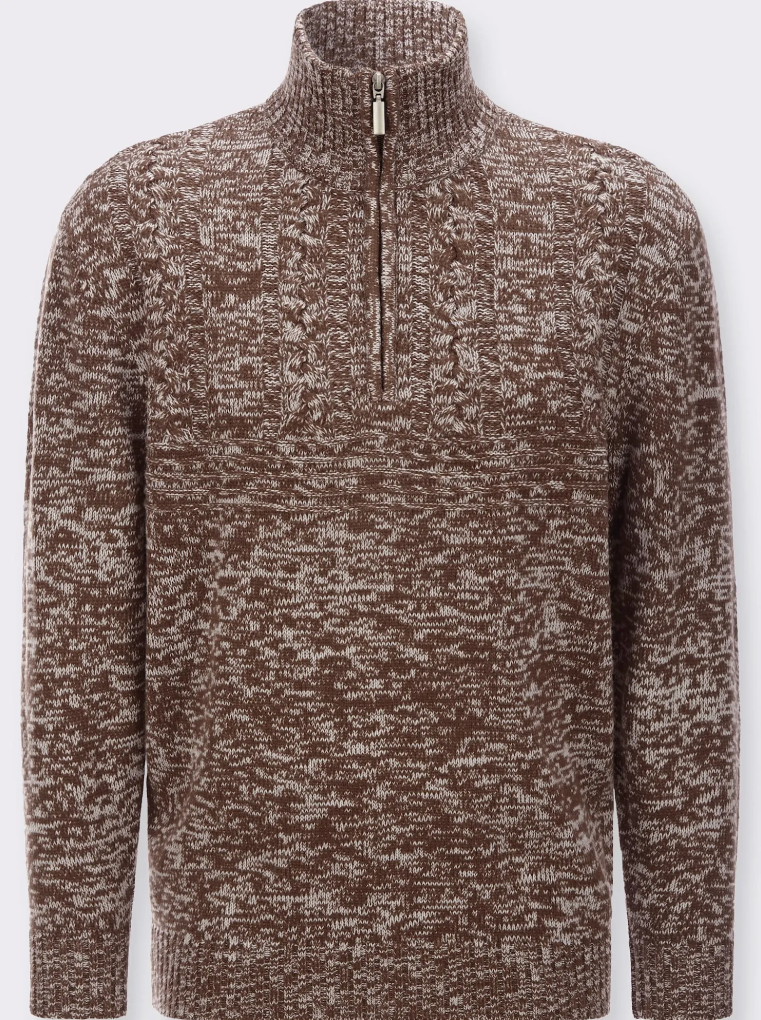 Langarm-Pullover mit platziertem Zopfmuster