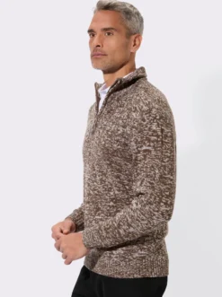 Langarm-Pullover mit platziertem Zopfmuster