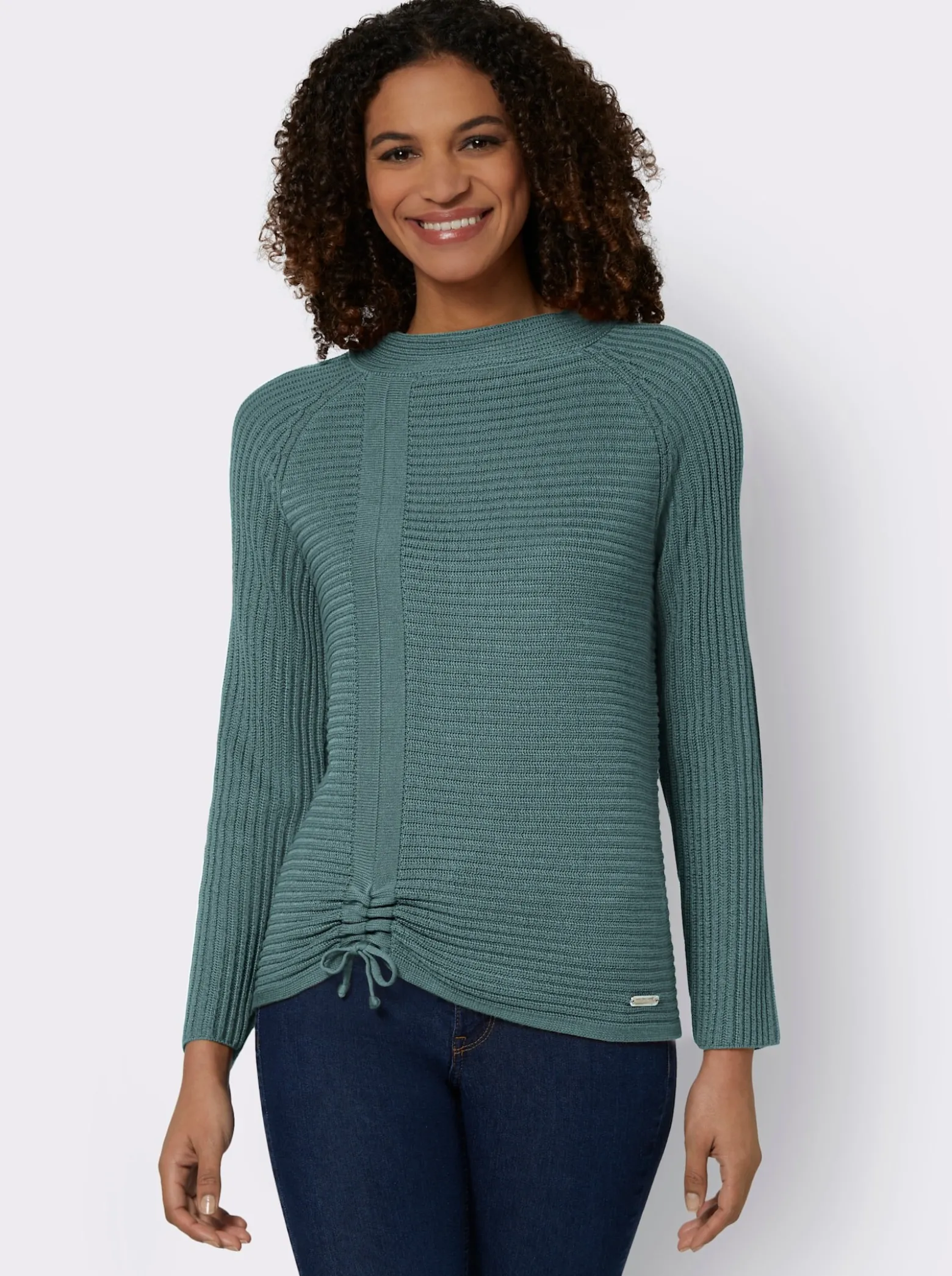 Langarm-Pullover mit Raffung am Saum