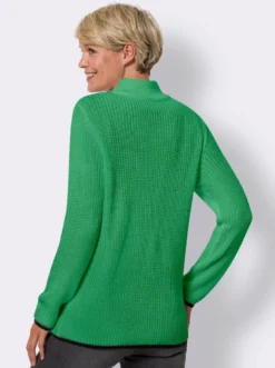 Langarm-Pullover mit Reißverschluss am Stehkragen