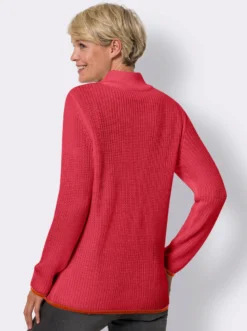 Langarm-Pullover mit Reißverschluss am Stehkragen