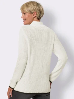 Langarm-Pullover mit Reißverschluss am Stehkragen