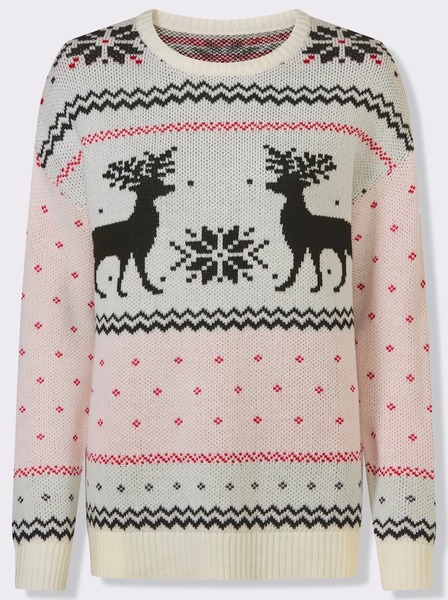Langarm-Pullover mit Rentier-Motiv