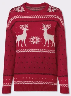 Langarm-Pullover mit Rentier-Motiv