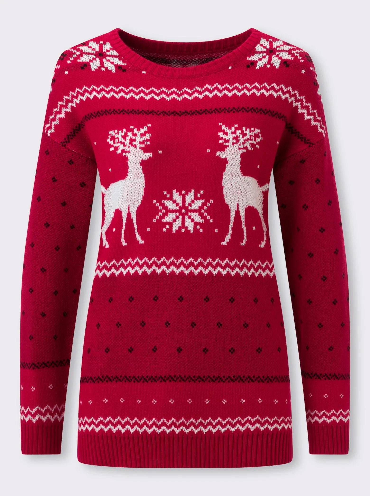 Langarm-Pullover mit Rentier-Motiv