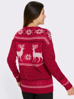 Langarm-Pullover mit Rentier-Motiv