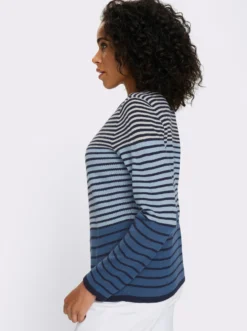 Langarm-Pullover mit Ringel-Muster, Jacquard