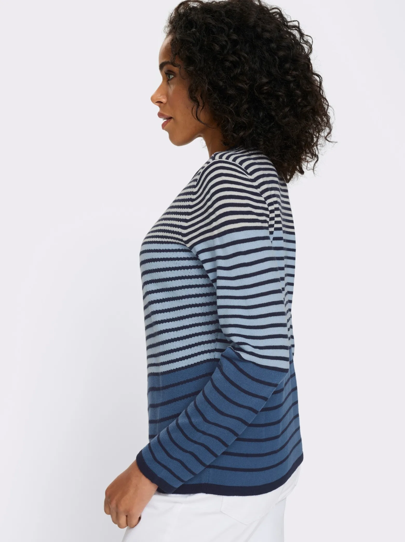 Langarm-Pullover mit Ringel-Muster, Jacquard