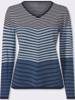 Langarm-Pullover mit Ringel-Muster, Jacquard