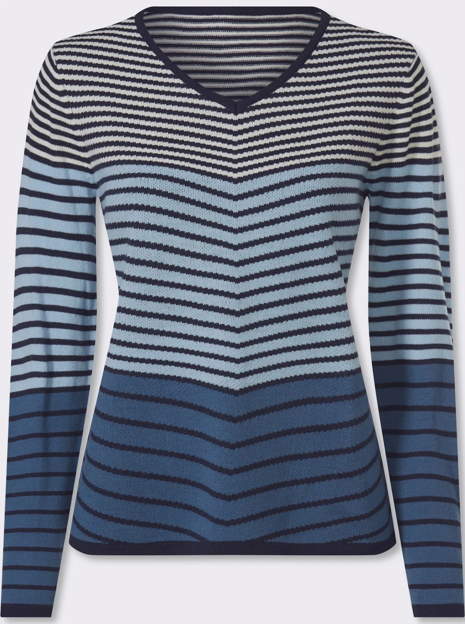 Langarm-Pullover mit Ringel-Muster, Jacquard