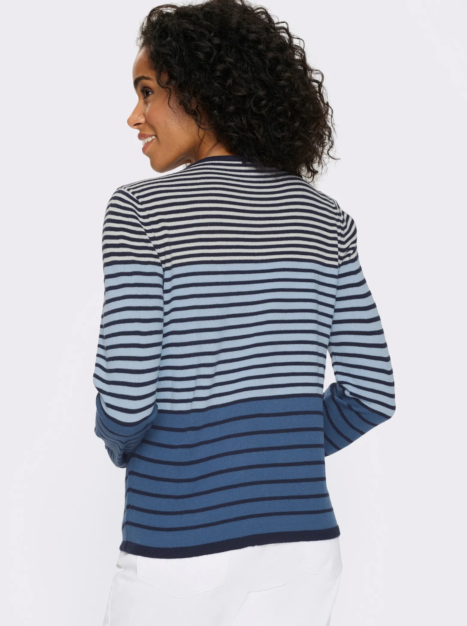 Langarm-Pullover mit Ringel-Muster, Jacquard