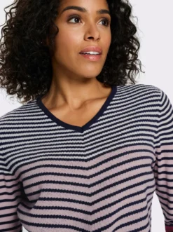 Langarm-Pullover mit Ringel-Muster, Jacquard