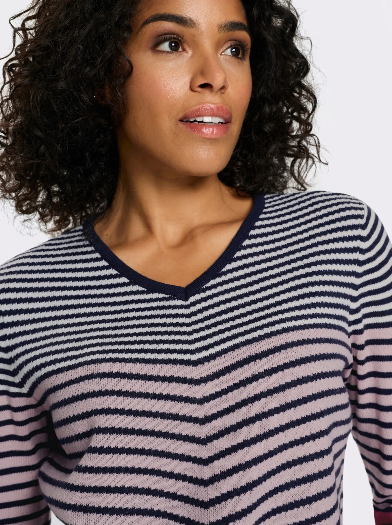 Langarm-Pullover mit Ringel-Muster, Jacquard