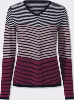 Langarm-Pullover mit Ringel-Muster, Jacquard