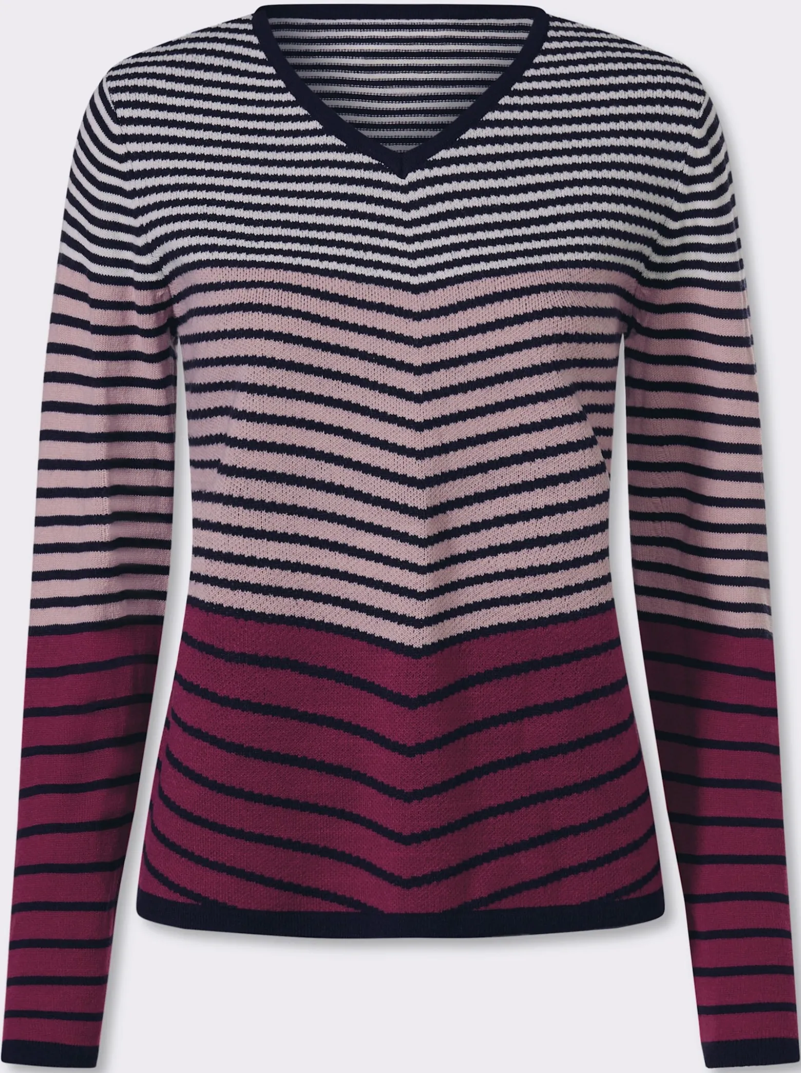 Langarm-Pullover mit Ringel-Muster, Jacquard