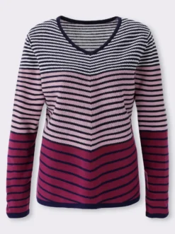 Langarm-Pullover mit Ringel-Muster, Jacquard