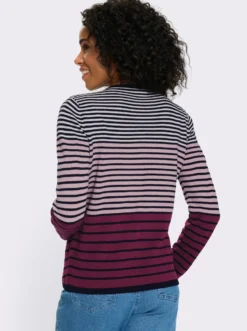Langarm-Pullover mit Ringel-Muster, Jacquard