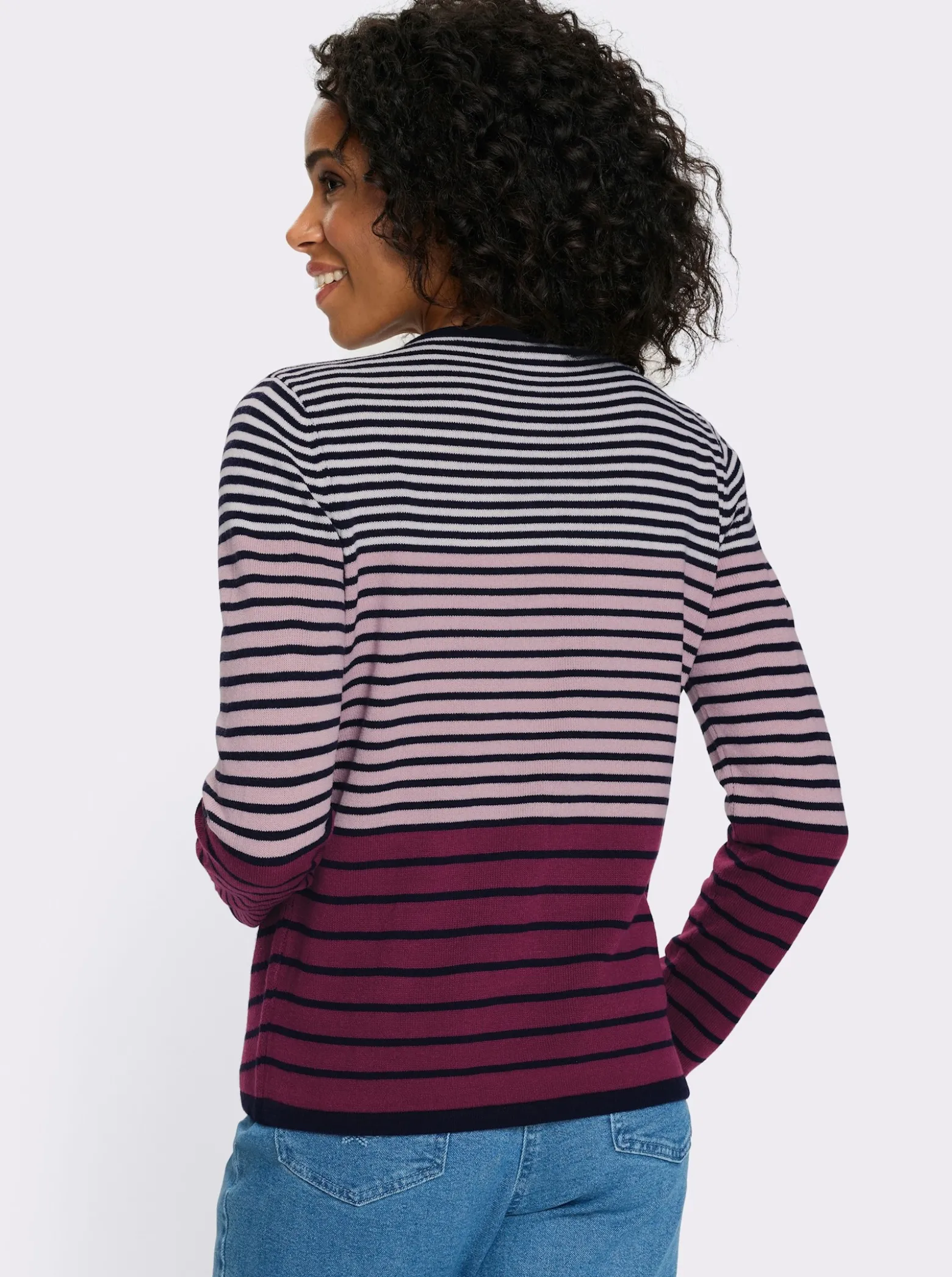 Langarm-Pullover mit Ringel-Muster, Jacquard