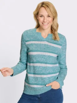 Langarm-Pullover mit Ringel-Muster