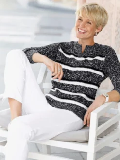 Langarm-Pullover mit Ringel-Muster