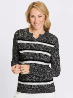 Langarm-Pullover mit Ringel-Muster