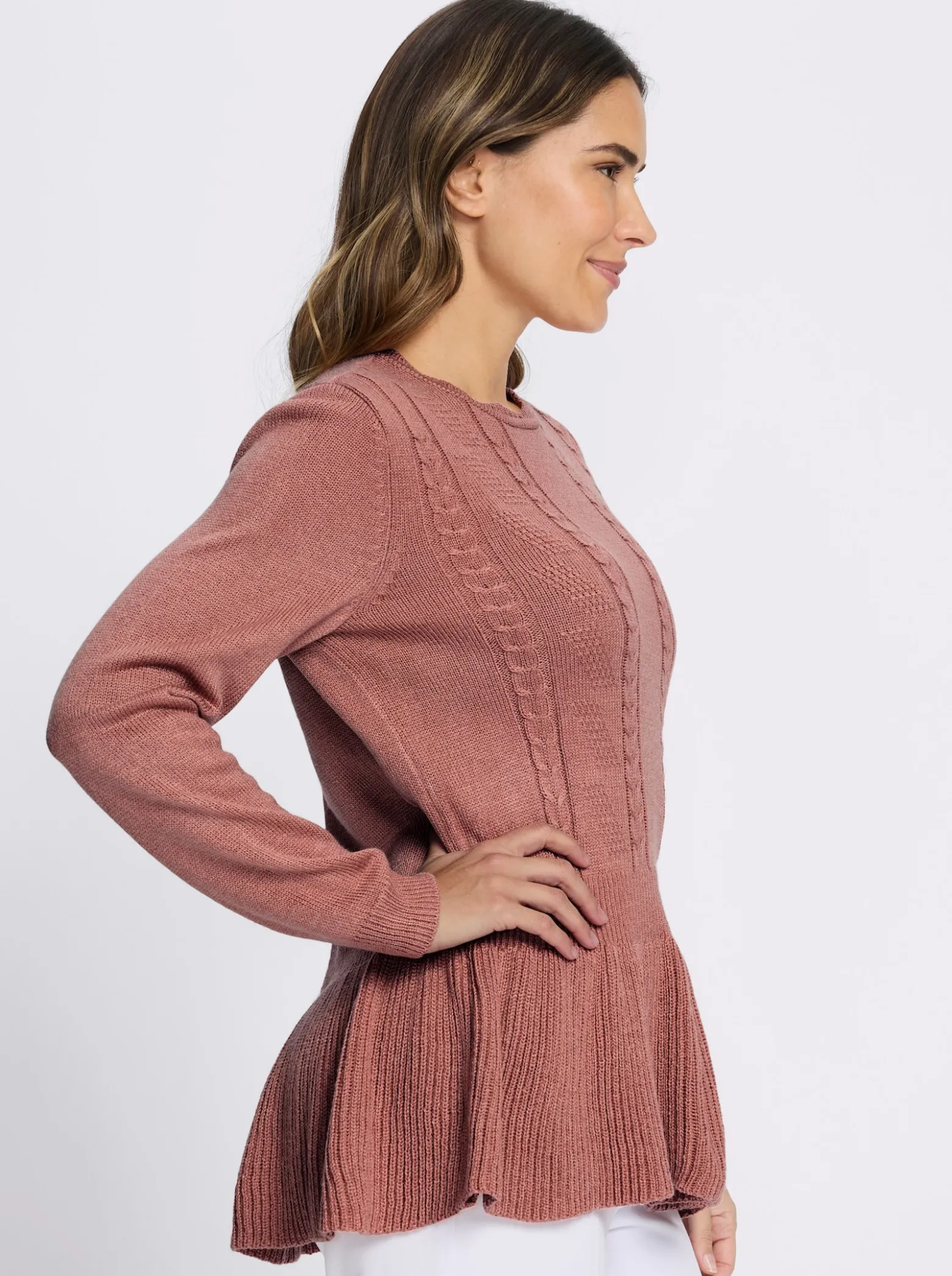 Langarm-Pullover mit Ripp-Abschlüssen