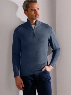 Langarm-Pullover mit Rippenstrickmuster
