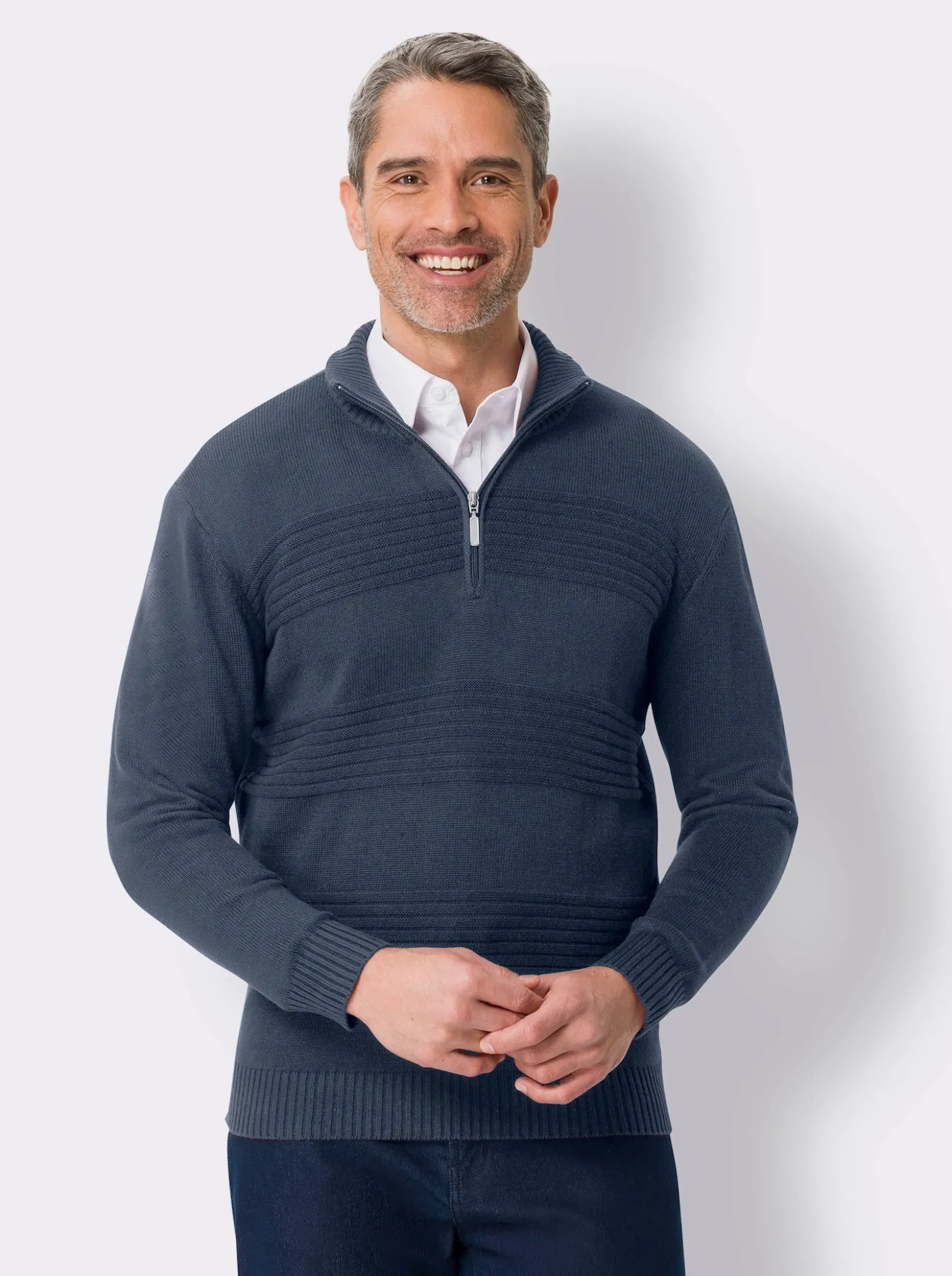 Langarm-Pullover mit Rippenstrickmuster