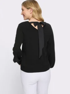 Langarm-Pullover mit Satinschleife im Rückteil