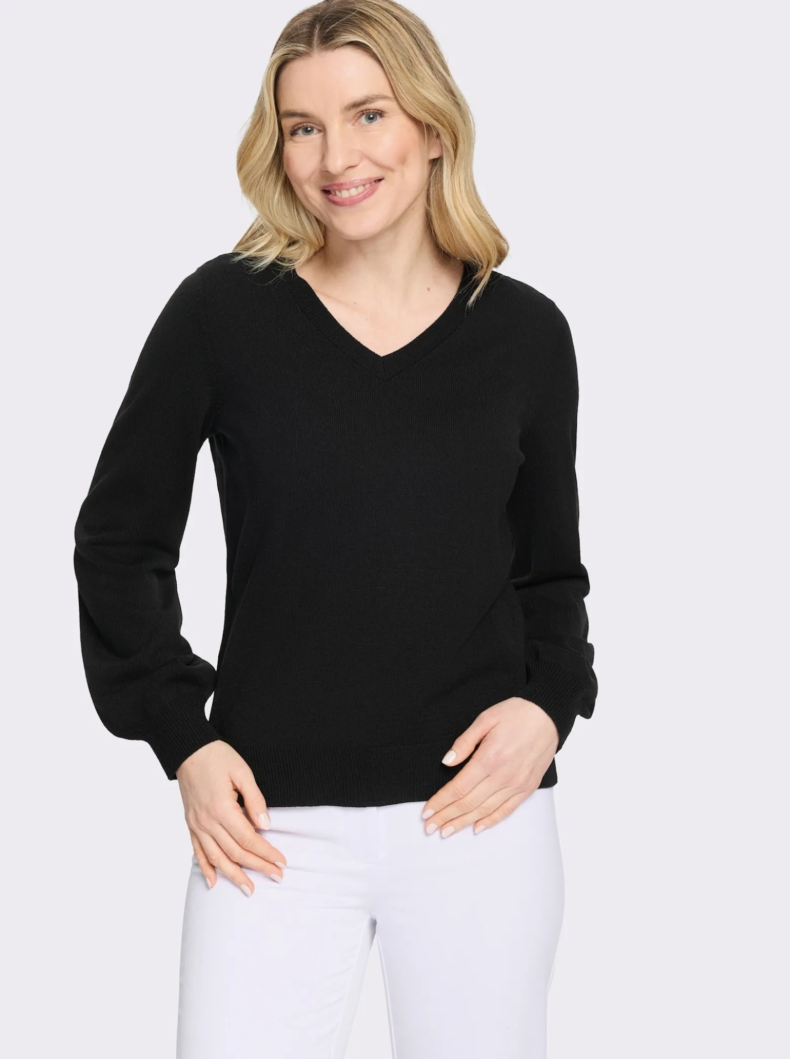 Langarm-Pullover mit Satinschleife im Rückteil