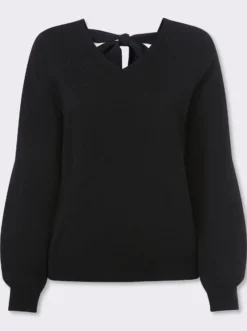 Langarm-Pullover mit Satinschleife im Rückteil
