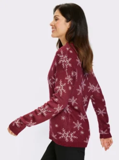 Langarm-Pullover mit Schneeflocken-Jacquardmuster