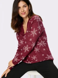 Langarm-Pullover mit Schneeflocken-Jacquardmuster