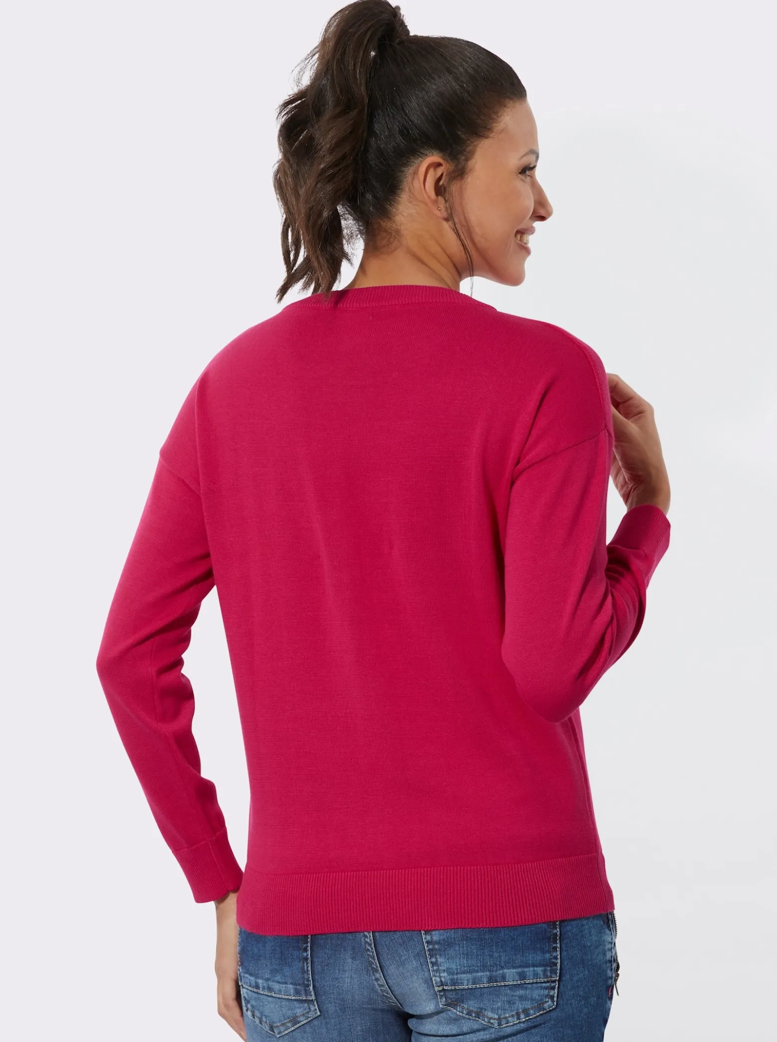 Langarm-Pullover mit Smiley-Print