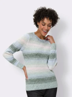 Langarm-Pullover mit Streifen-Muster