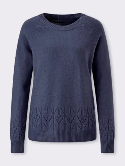 Langarm-Pullover mit Strickmuster im Vorderteil
