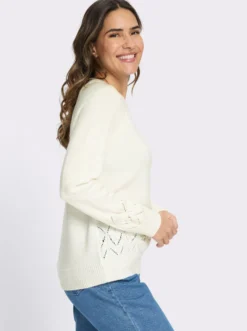 Langarm-Pullover mit Strickmuster im Vorderteil