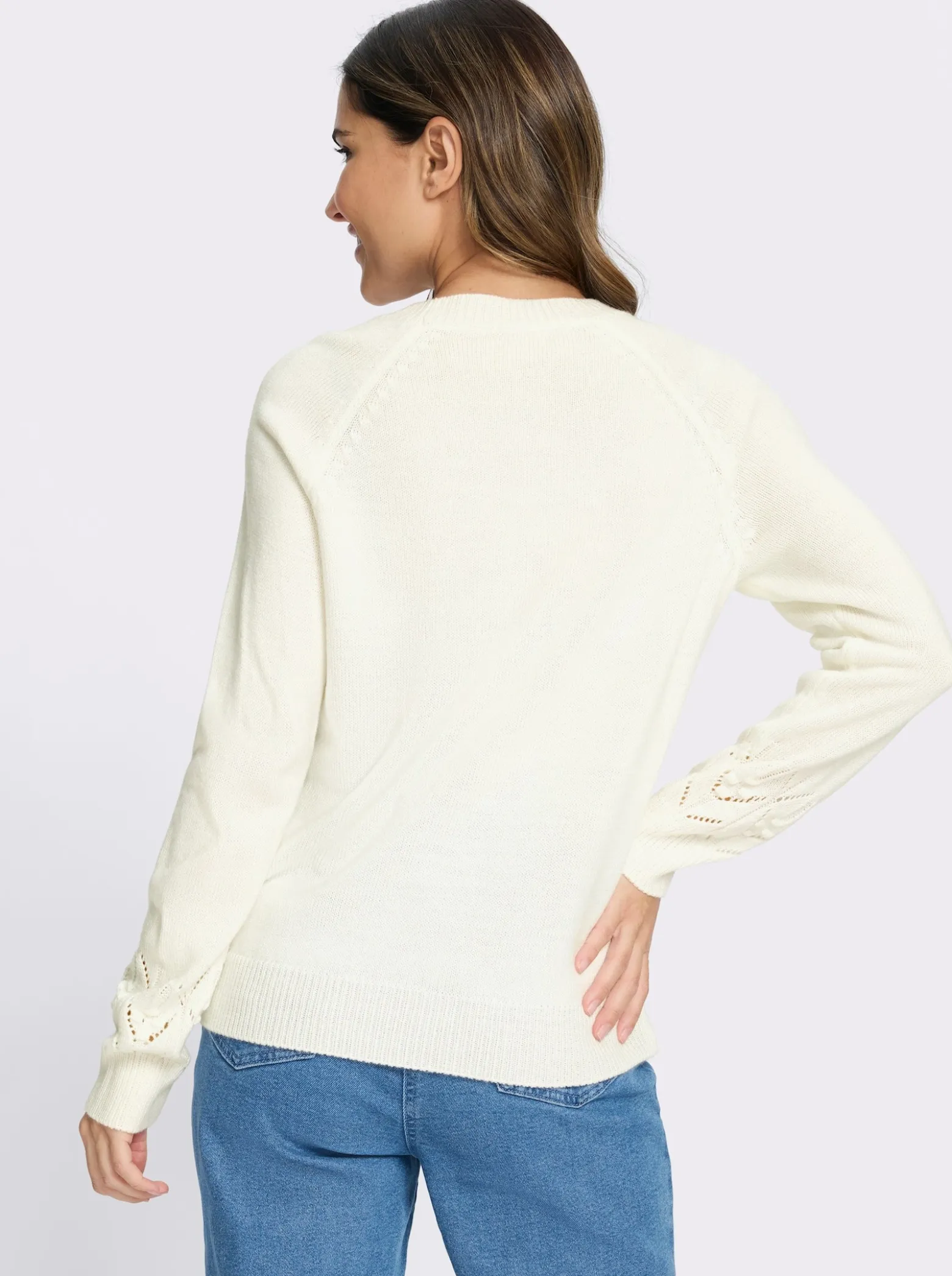 Langarm-Pullover mit Strickmuster im Vorderteil