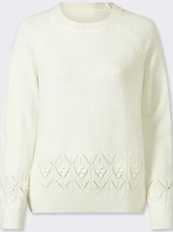 Langarm-Pullover mit Strickmuster im Vorderteil