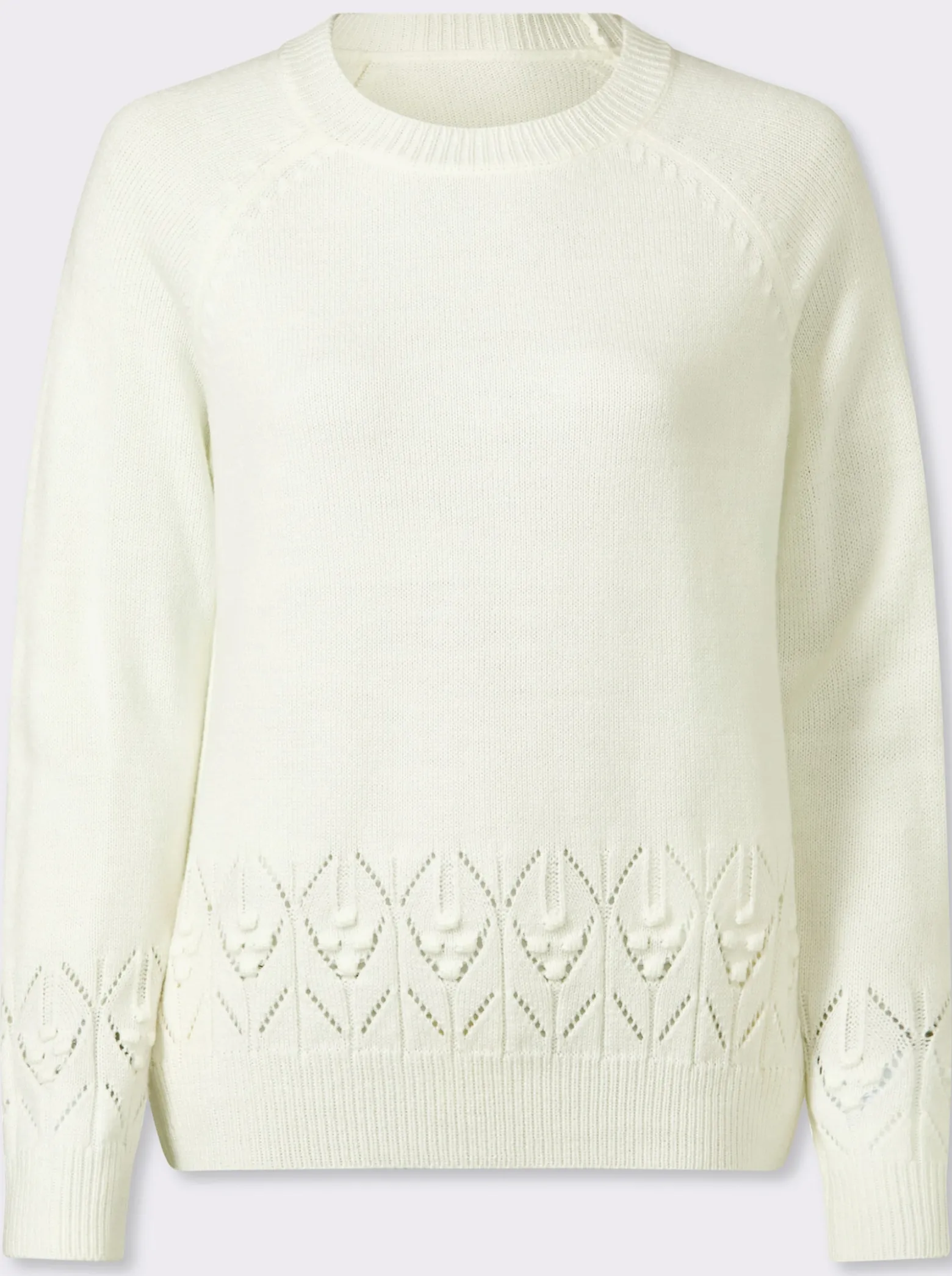 Langarm-Pullover mit Strickmuster im Vorderteil