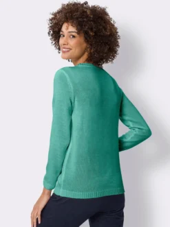 Langarm-Pullover mit Strickmuster vorne