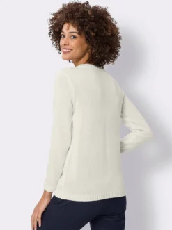 Langarm-Pullover mit Strickmuster vorne