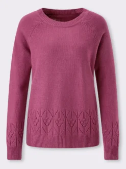 Langarm-Pullover mit Strickmuster im Vorderteil