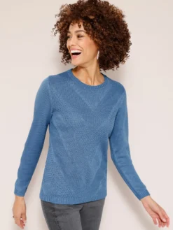 Langarm-Pullover mit Strickmuster vorne