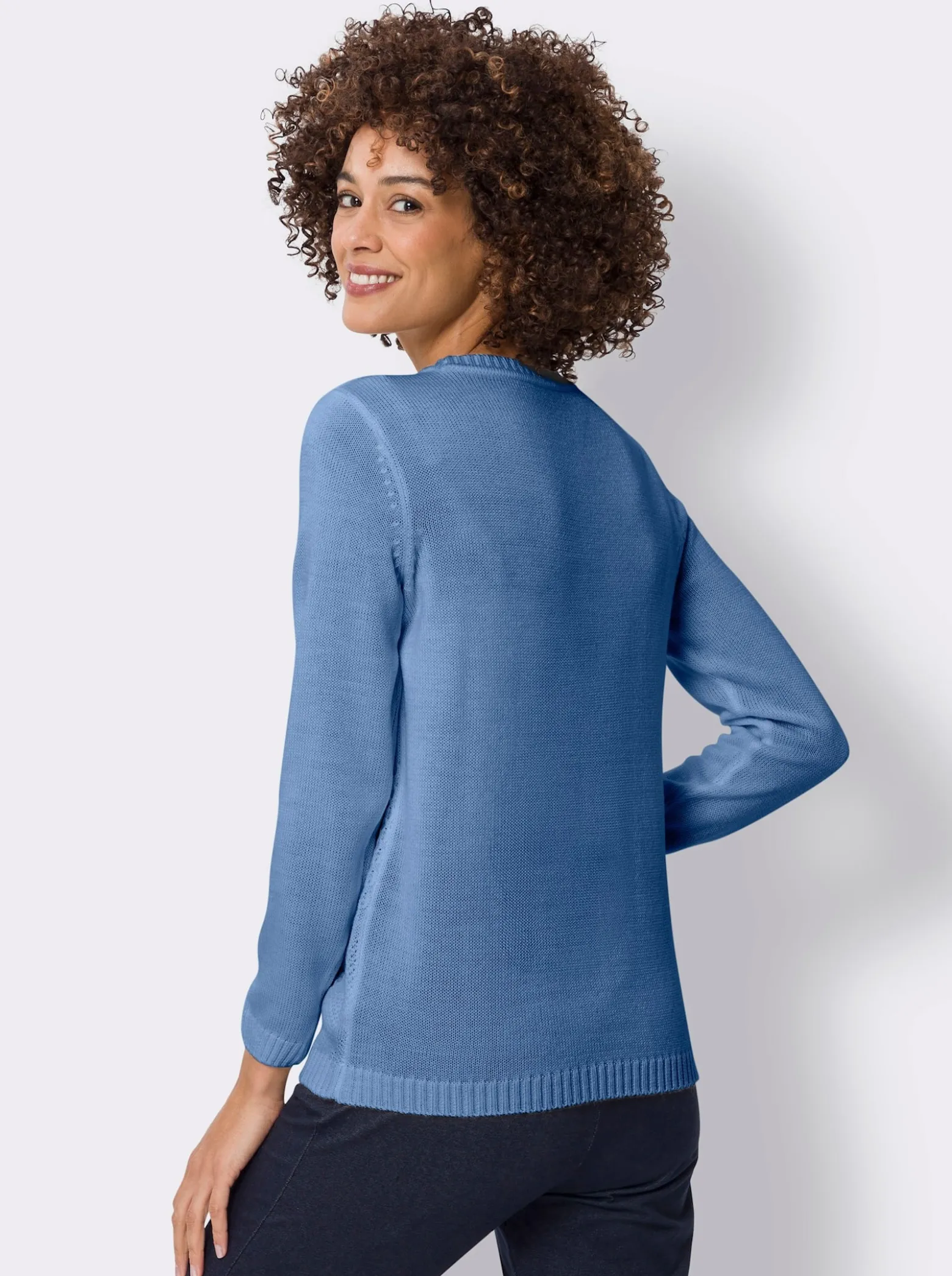 Langarm-Pullover mit Strickmuster vorne