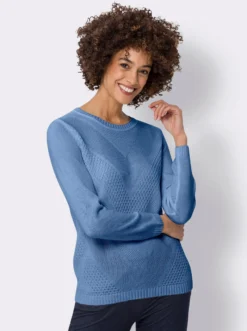 Langarm-Pullover mit Strickmuster vorne