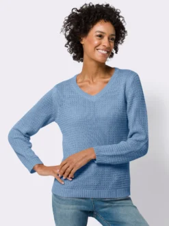 Langarm-Pullover mit Struktur-Strickmuster