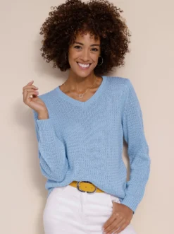 Langarm-Pullover mit Struktur-Strickmuster