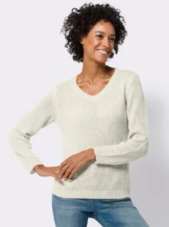Langarm-Pullover mit Struktur-Strickmuster