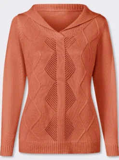 Langarm-Pullover mit Umlegekragen